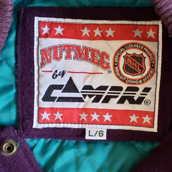 Vintage Jacket Mighty Ducks Letterman Jacket by Nutmeg 1990s sz Large fitted - Picture 5 of 8